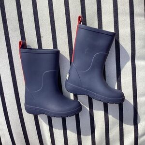 Navy and Red Rain Boots